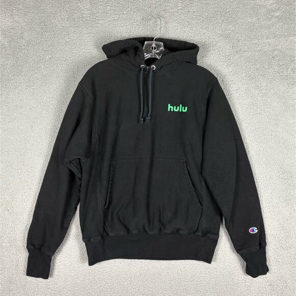 Champion Hulu Reverse Weave Hoodie Adult Small Black Pullover Employee City - Picture 1 of 8